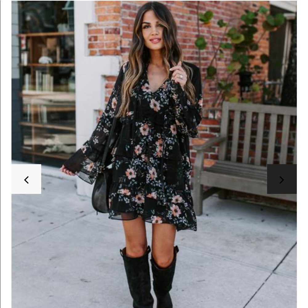 Vici PEACEFUL PEONY RUFFLE TIERED BABYDOLL DRESS